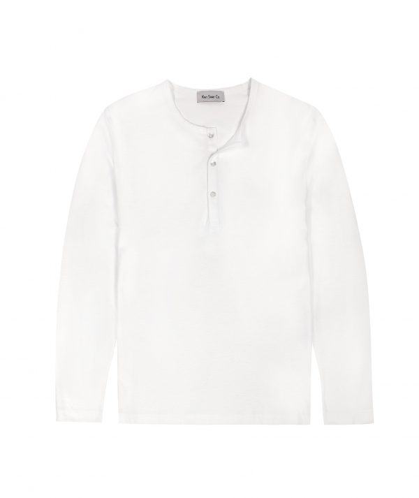 Henley Shirt Pima Long Sleeve - White