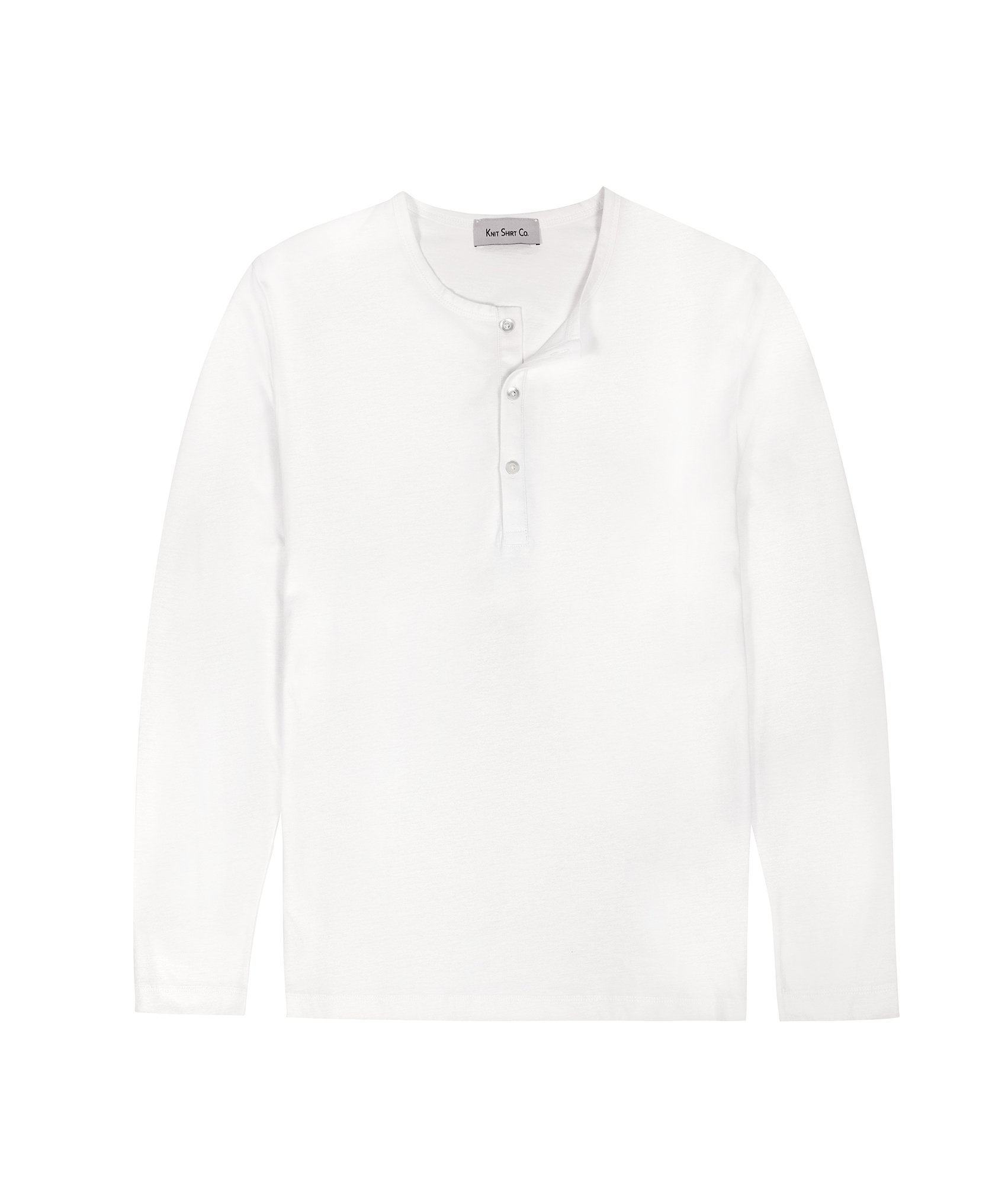 Henley Shirt Pima Long Sleeve – White – Knit Shirt Co.