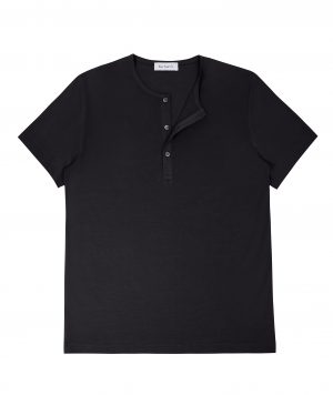 Henley Shirt Pima Short Sleeve - Black