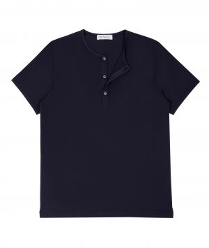 Henley Shirt Pima Short Sleeve - Navy