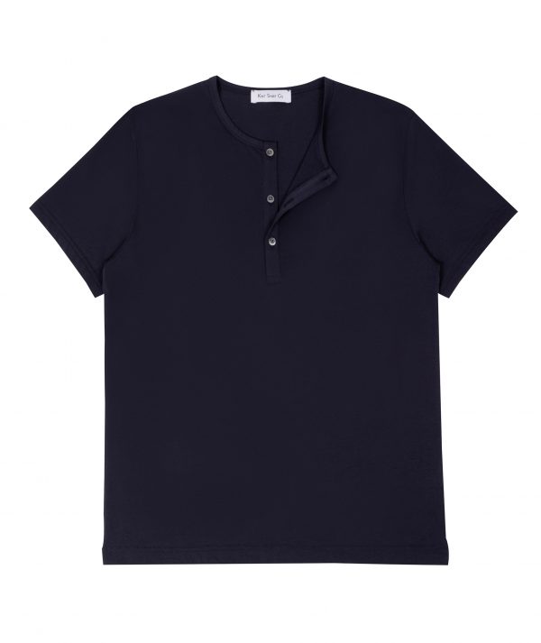 Henley Shirt Pima Short Sleeve - Navy