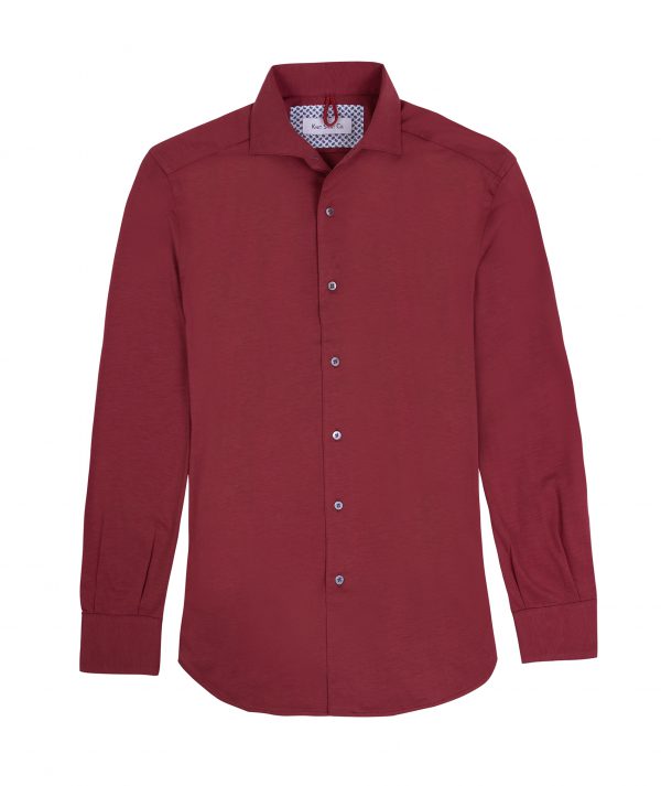 ITC Italian Cut Jersey Knit Shirt - Burgundy
